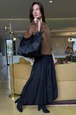 Paloma Bubble Hem Midi Skirt Black